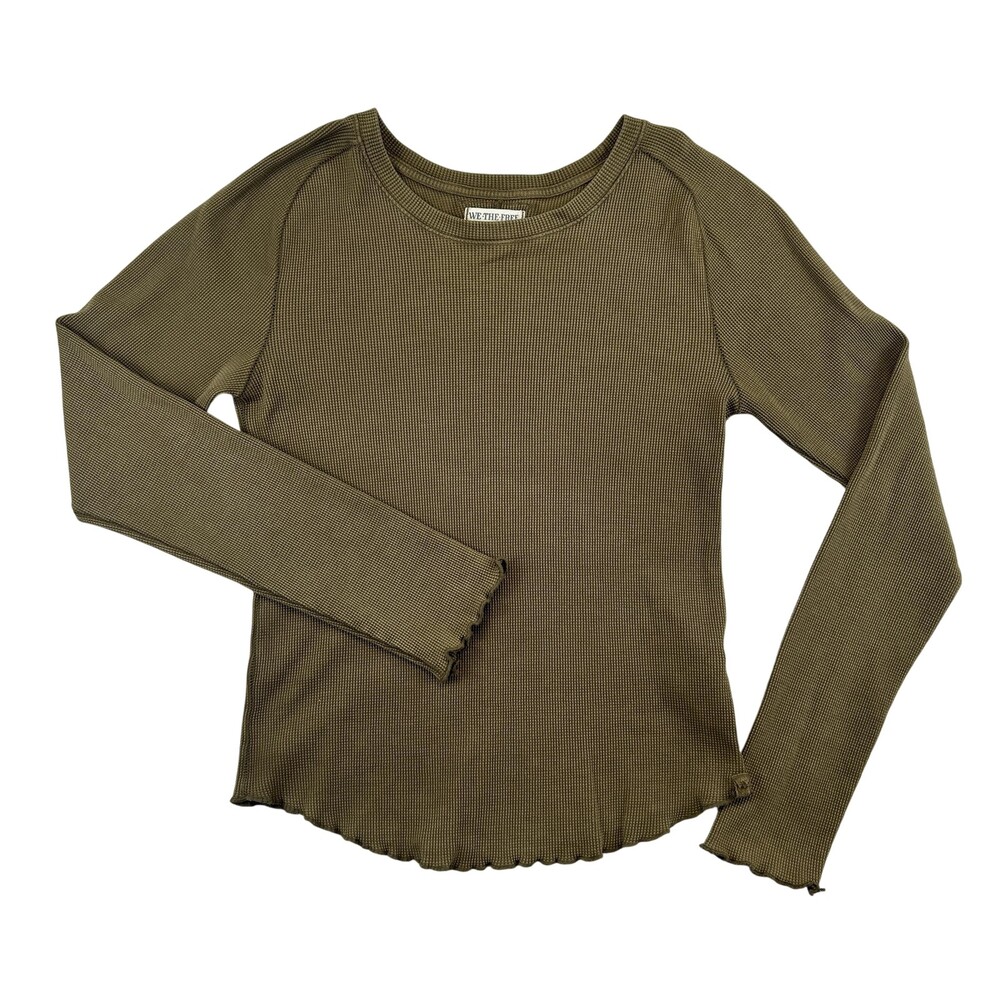 We The Free Shirt Womens XL Does It Easy Thermal Waffle Crew Long Sleeve Top